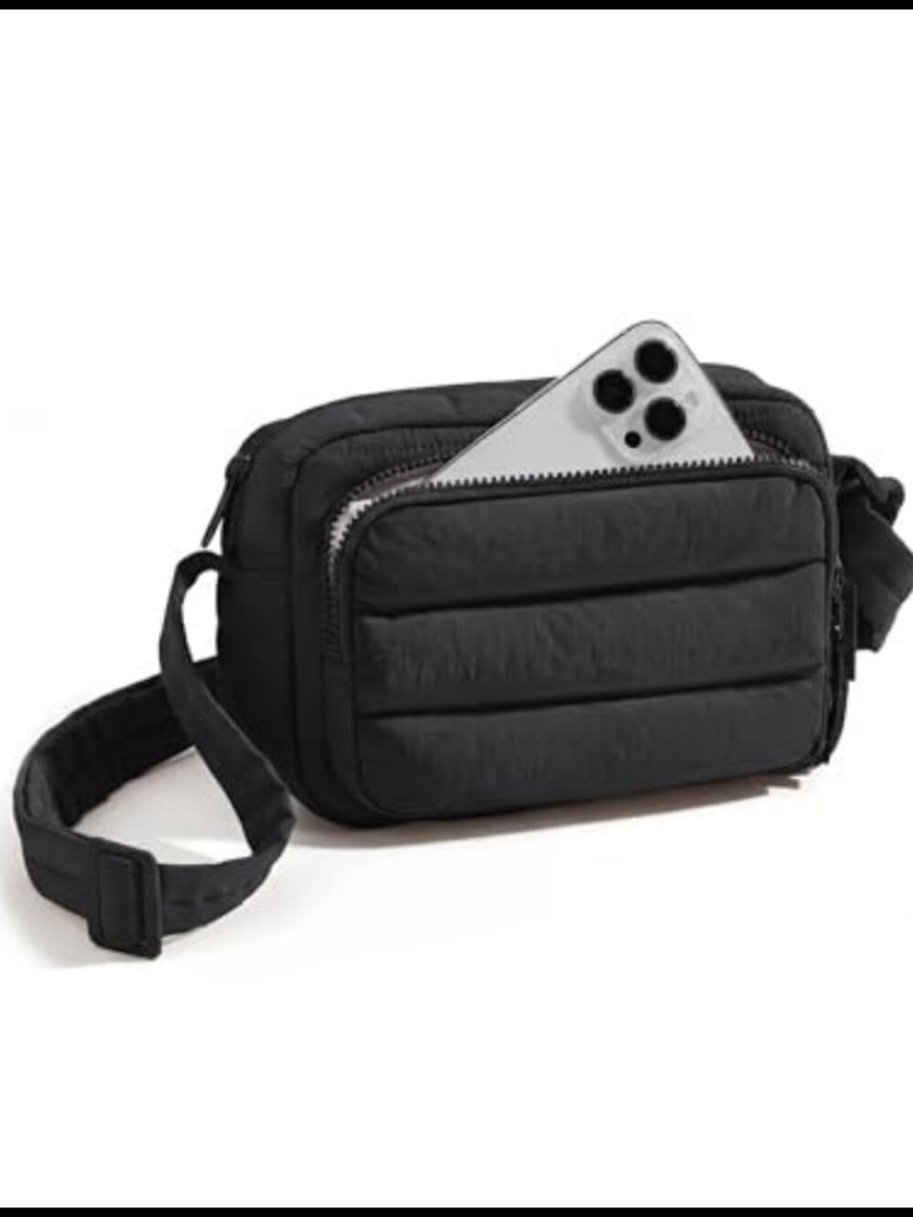 Puffer Crossbody Bag RFID Blocking Nylon Travel Purse Adjustable Strap
